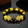 TCC™ Black Obsidian Gold Plated Double Pixiu Feng Shui Wealth Bracelet
